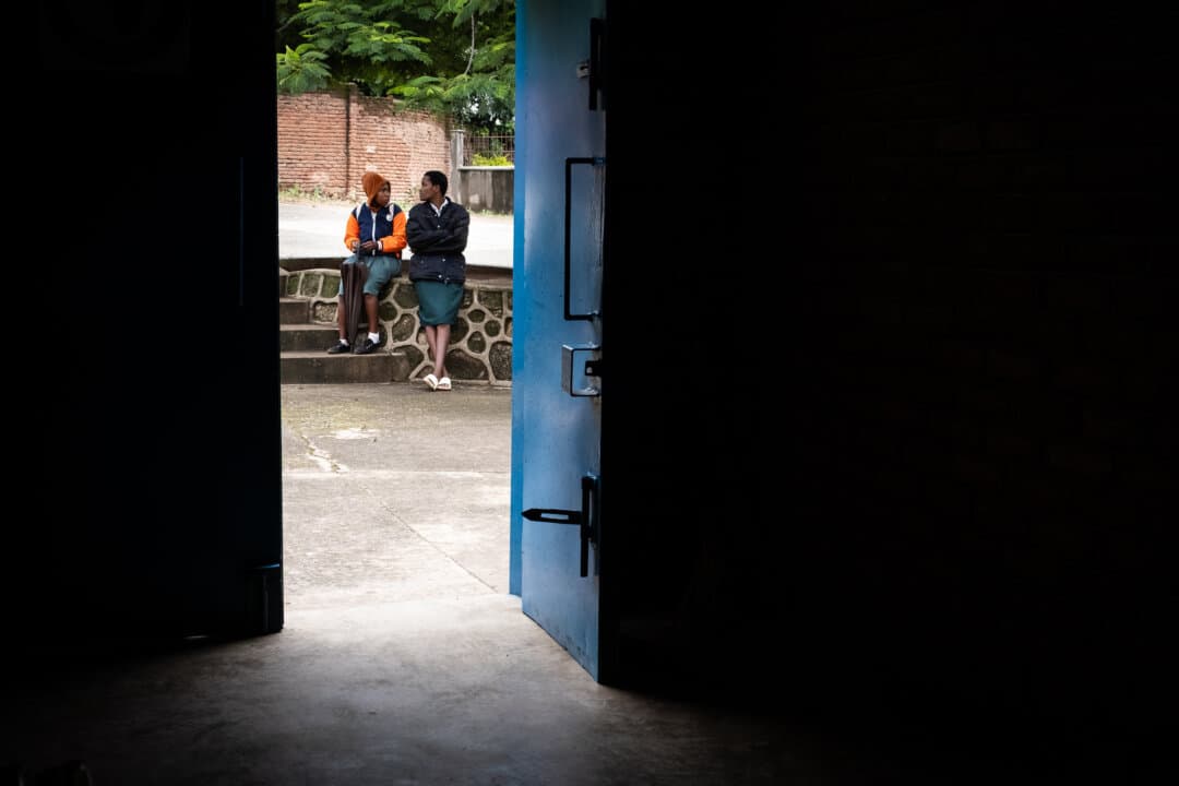 Students take a break from testing in Blantyre, Malawi, on Feb. 16, 2026. (John Fredricks/The Epoch Times)