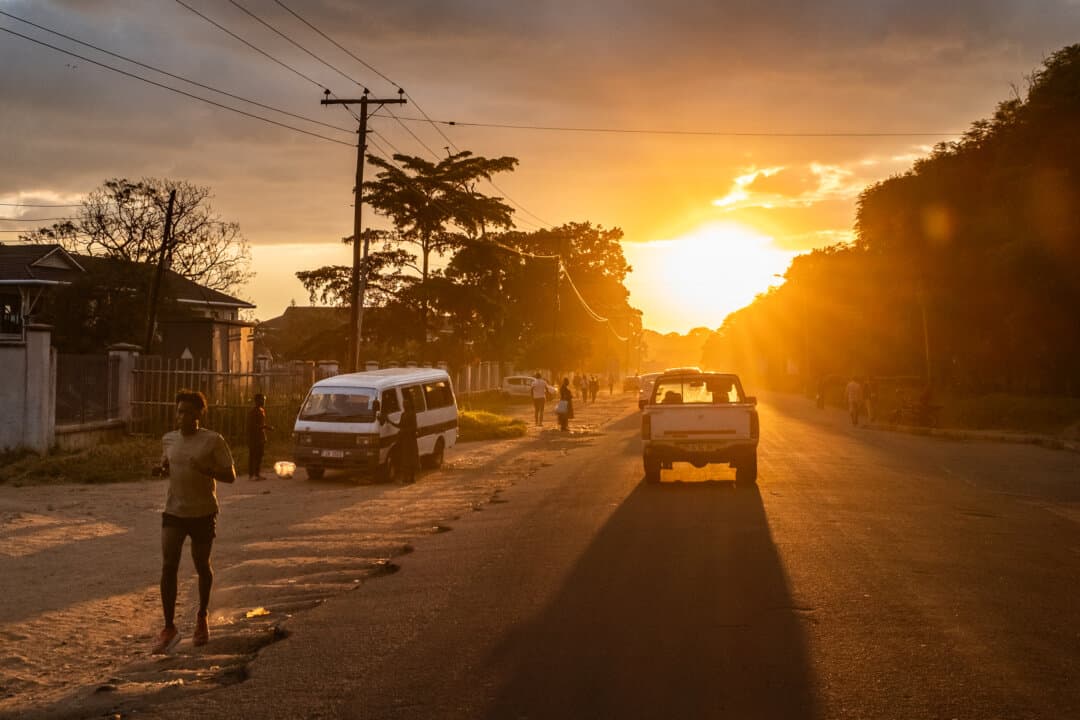 People use a road in Blantyre, Malawi, on Feb. 25, 2026. (John Fredricks/The Epoch Times)
