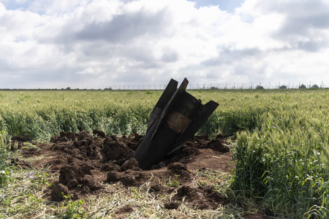 Remnants of an Iranian missile near the border between the Israeli-annexed Golan Heights and Syria on April 9, 2026. (Ilia Yefimovich/AFP via Getty Images)