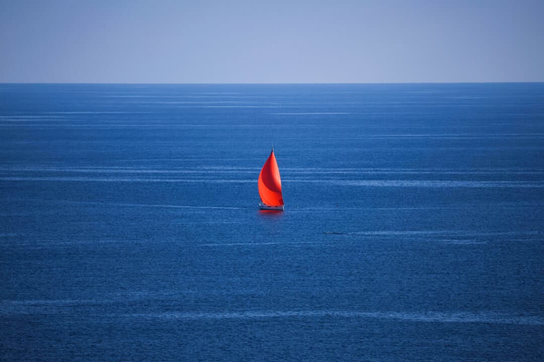 A sailboat on the Mediterranean ocean from Roquebrune-Cap-Martin, France, on April 9, 2026. (Valery Hache/AFP via Getty Images)
