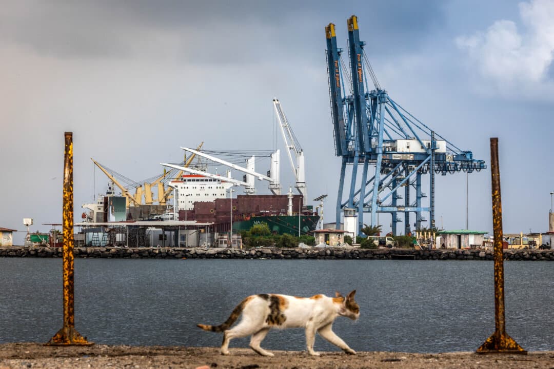 Cargo ships docked at a section of the port of Djibouti, in Djibouti, on April 9, 2026. (Luis Tato/AFP via Getty Images)