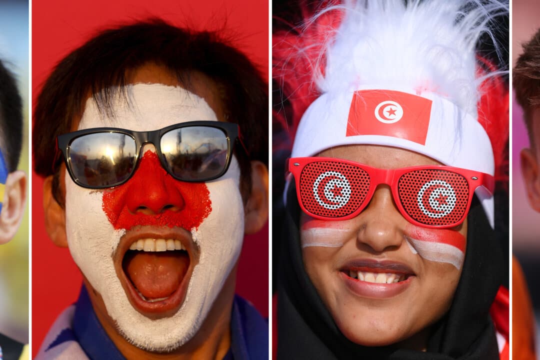 This composite image shows a fan of each of the national teams of Netherlands, Japan, Sweden, and Tunisia taking part in Group F of the 2026 World Cup in the United States, Mexico, and Canada. (Getty Images)