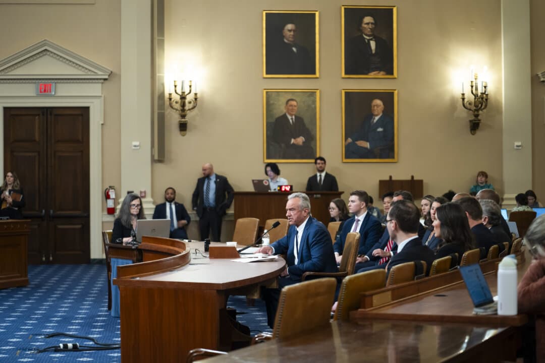 Health Secretary Robert Kennedy Jr. testifies before the House Committee on Ways and Means on Capitol Hill in Washington on April 16, 2026. (Madalina Kilroy/The Epoch Times)