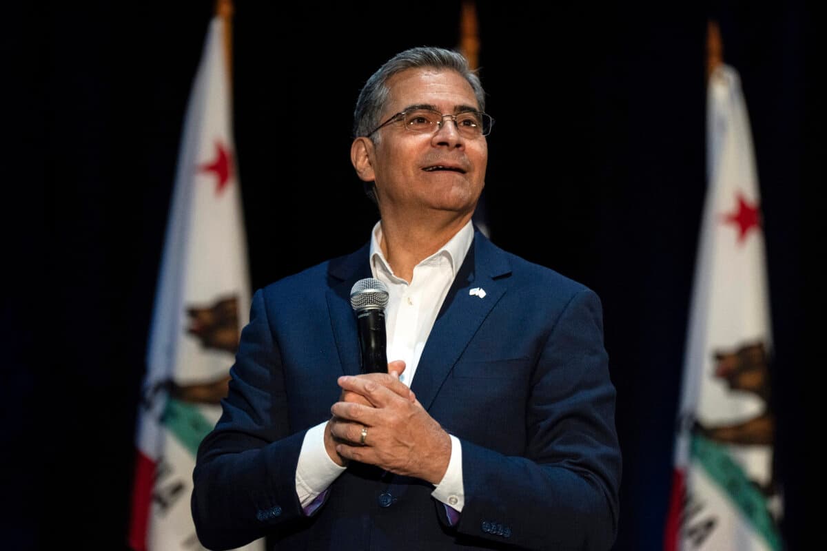 California gubernatorial candidate Xavier Becerra at a campaign event in Los Angeles on April 18, 2026. (Jae C. Hong/AP Photo)