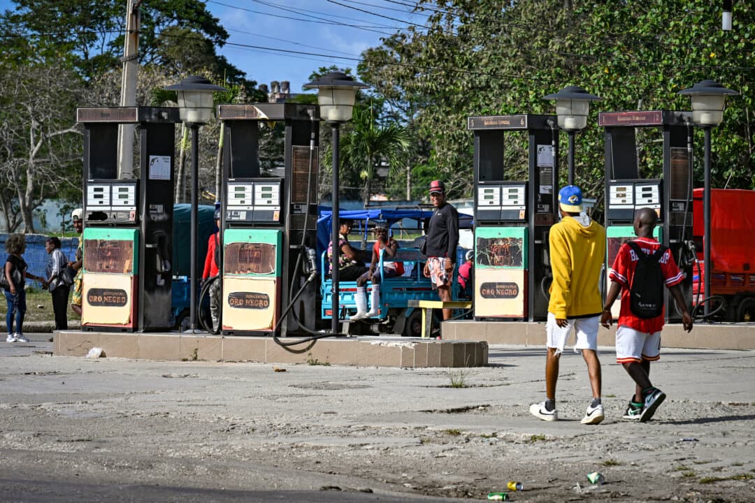 A gas station remains closed due to a lack of fuel in Havana on March 24, 2026. Cuba’s government confirmed on April 20 it had returned to the table to meet with U.S. officials, seeking to ease tensions and address energy restrictions. (Yuri Cortez/AFP via Getty Images)