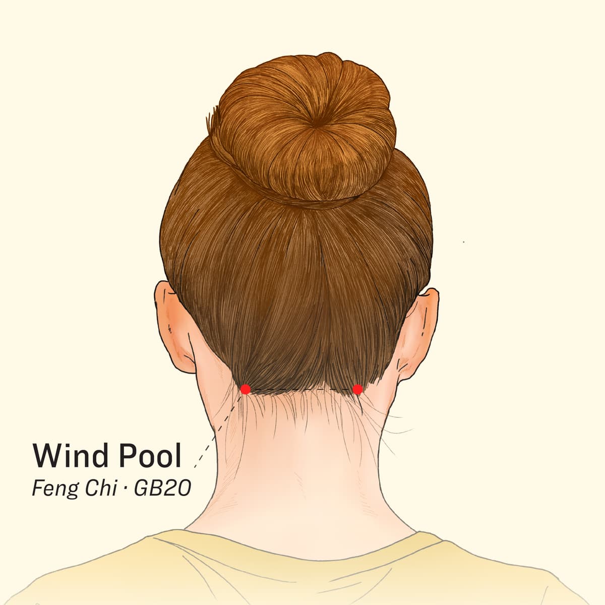 Location of the wind pool acupoint. (The Epoch Times)