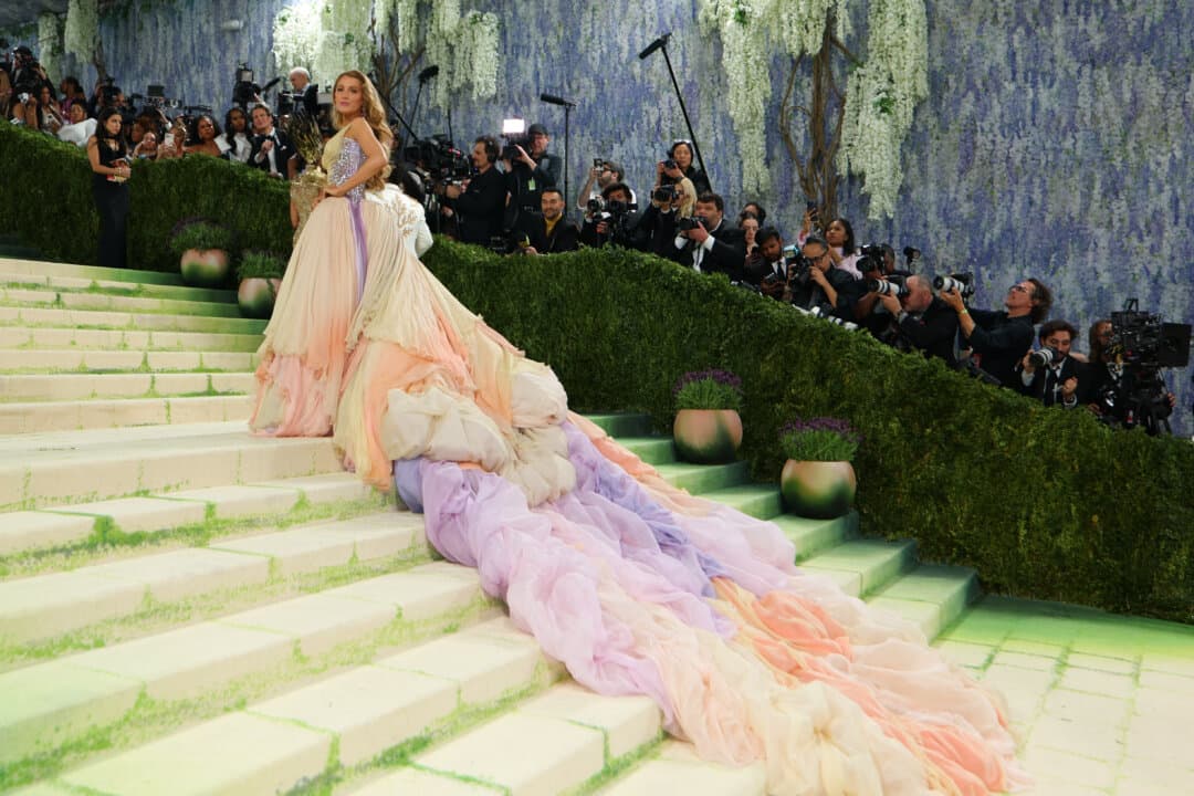 Actress Blake Lively arrives for the 2026 Met Gala at the Metropolitan Museum of Art in New York City on May 4, 2026. (Angela Weiss/AFP via Getty Images)