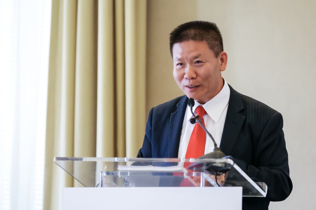 Bob Fu, president of China Aid, speaks at an event organized by the Committee on the Present Danger in Washington on May 2, 2019. Fu said Christians have been targeted by the CCP on charges such as “providing illegal gathering space” and “engaging in unlawful preaching activities.” (The Epoch Times)