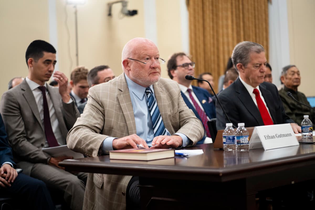 Ethan Gutmann, a China studies research fellow at the Victims of Communism Memorial Foundation and author of “The Xinjiang Procedure,” testifies before the Congressional-Executive Commission on China on Capitol Hill in Washington on May 14, 2026. (Madalina Kilroy/The Epoch Times)