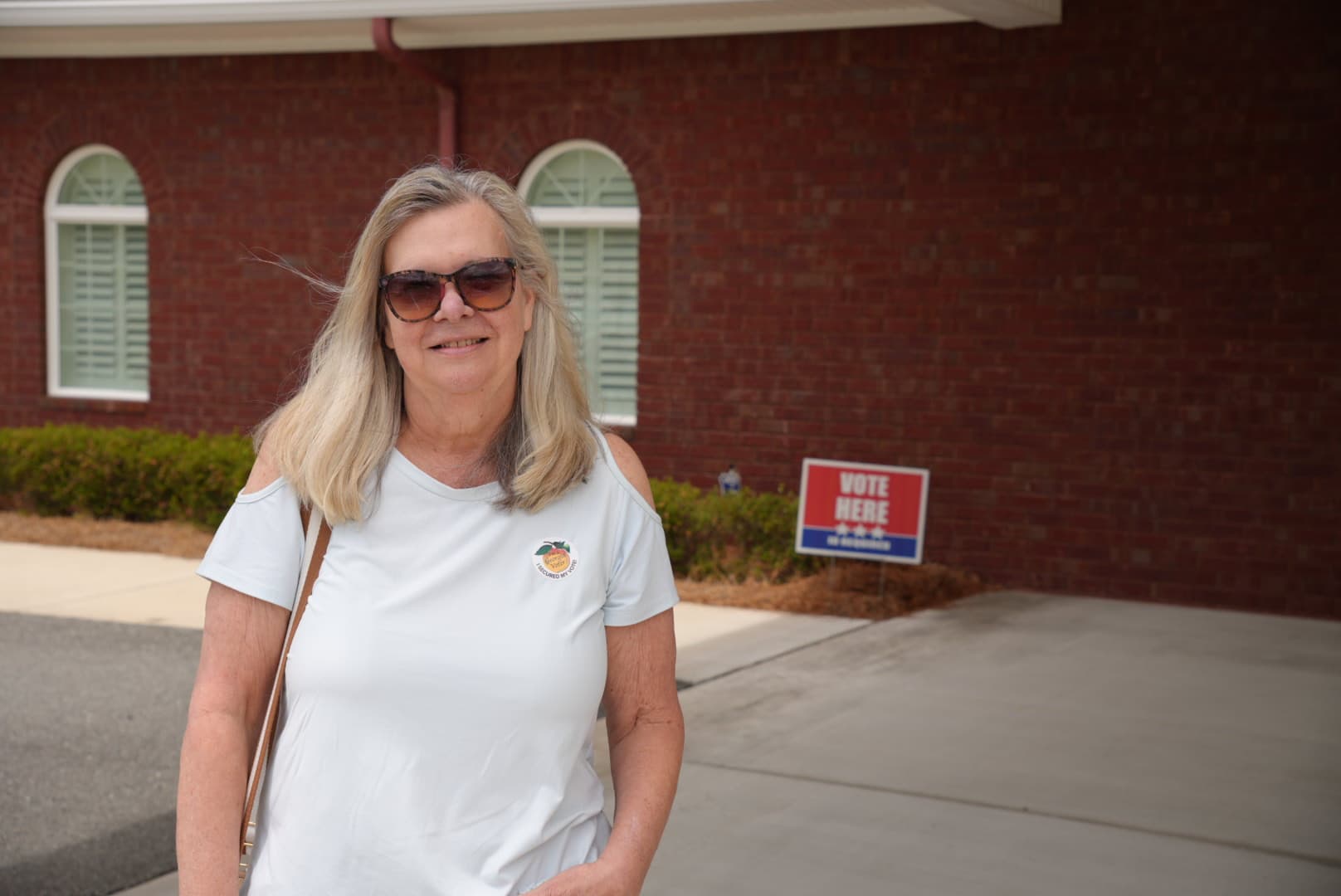 Elise Lewis cast her ballot in Georgia's gubernatorial primary election for former Atlanta Mayor Keisha Bottoms. She spoke about her mistrust of the current Georgia leadership while outside a polling location in Brunswick, Georgia, on May 19. (Troy Myers/Epoch Times)