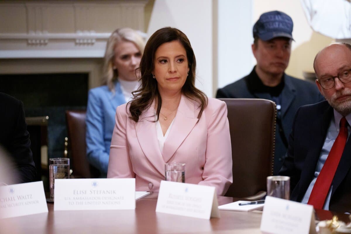 Then-U.S. Ambassador Designate to the United Nations Elise Stefanik during a Cabinet meeting at the White House in Washington on Feb. 26, 2025. (Andrew Harnik/Getty Images)
