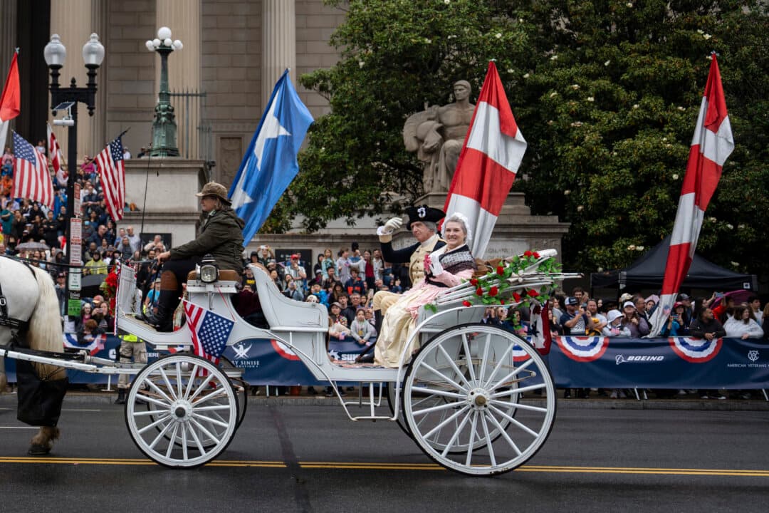 The National Memorial Day parade in Washington on May 25, 2026. (Madalina Kilroy/The Epoch Times)