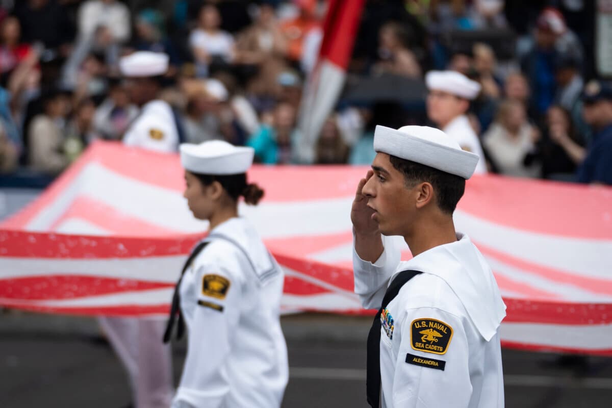 The National Memorial Day parade in Washington on May 25, 2026. (Madalina Kilroy/The Epoch Times)