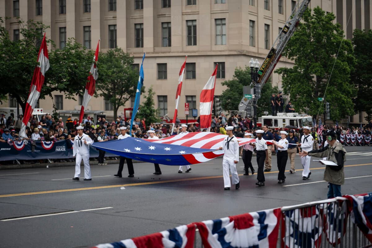 The National Memorial Day parade in Washington on May 25, 2026. (Madalina Kilroy/The Epoch Times)
