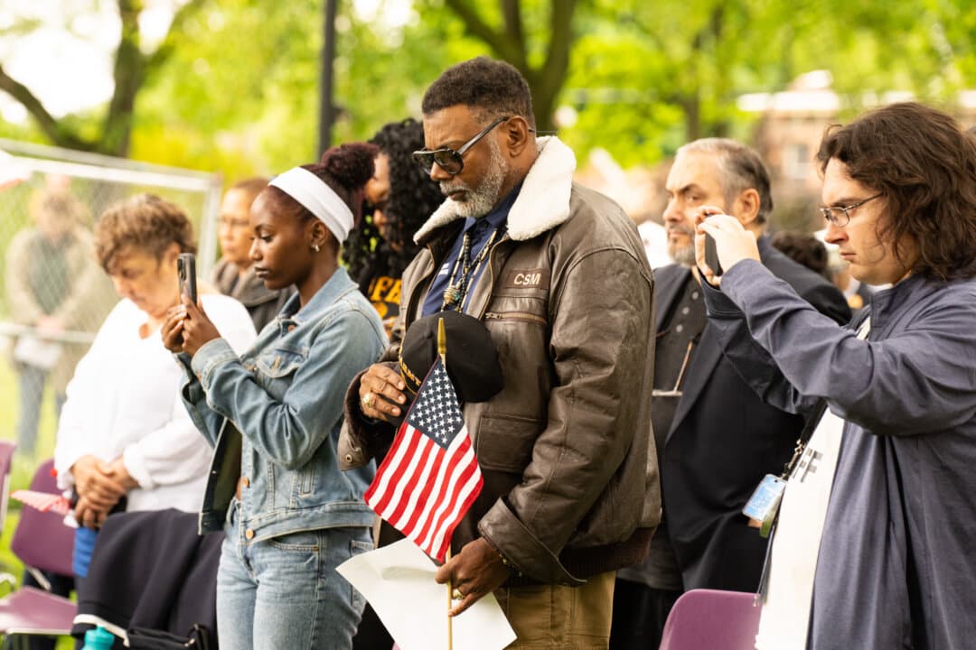 People attend memorial services at Washington's Headquarters in Newburgh, N.Y., on May 25, 2026. (Larry Dye/The Epoch Times)