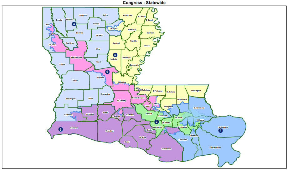 This is the U.S. Congressional map that remained in effect as of May 28, 2026. (Louisiana State Legislature)