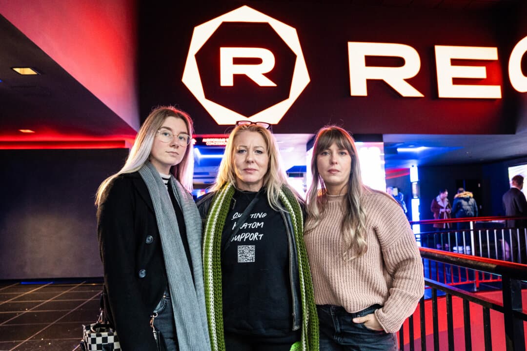 (L–R) Hilary Tesluck, Decima Davis, and Natalie Melvin, who founded the Quitting Kratom Support—There Is A Way Out online peer support group, at the world premiere of a documentary, “Kratom: Side Effects May Include,” at the Regal Union Square theater in New York City on Jan. 18, 2026. (Samira Bouaou/The Epoch Times)