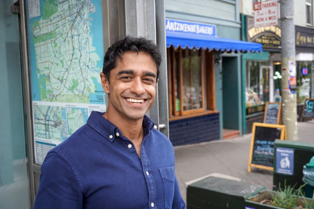 Justice Democrats founder Saikat Chakrabarti is shown at a Muni stop in San Francisco in this file photo. Chakrabarti is contending for the House seat long-held by Nancy Pelosi (D-Calif.) (CC BY 4.0)