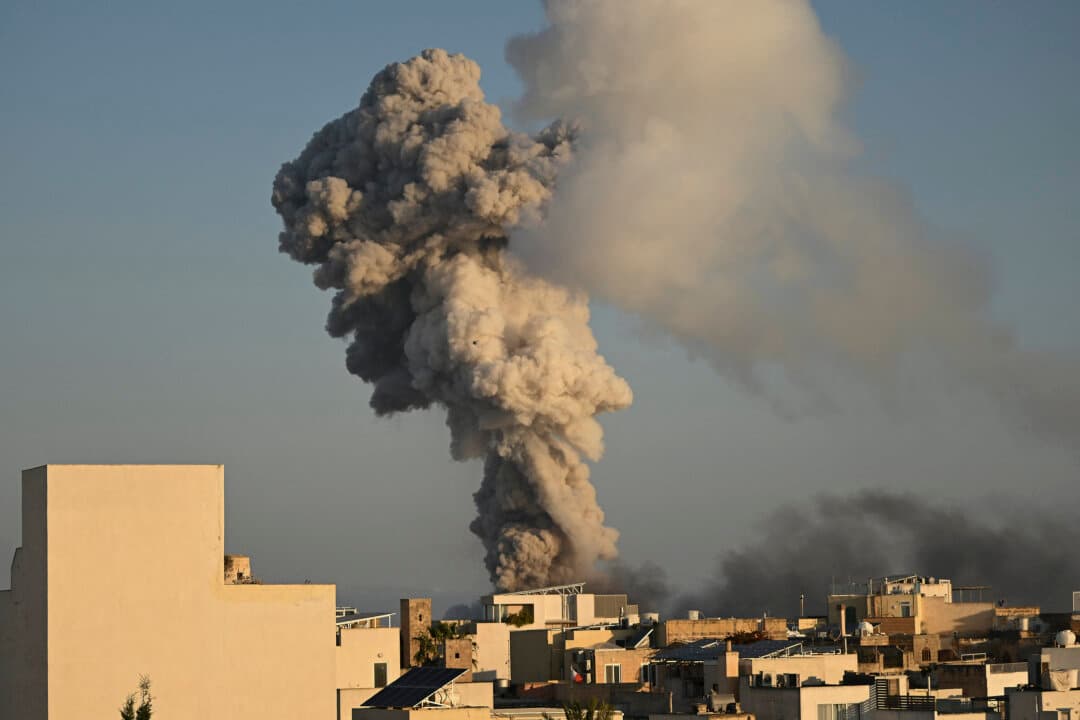 A plume of smoke rises following an explosion from the Ta’ Lourdes fireworks factory in Naxxar, Malta, on June 1, 2026. The powerful explosion injured two people. (Matthew Mirabelli/AFP via Getty Images)