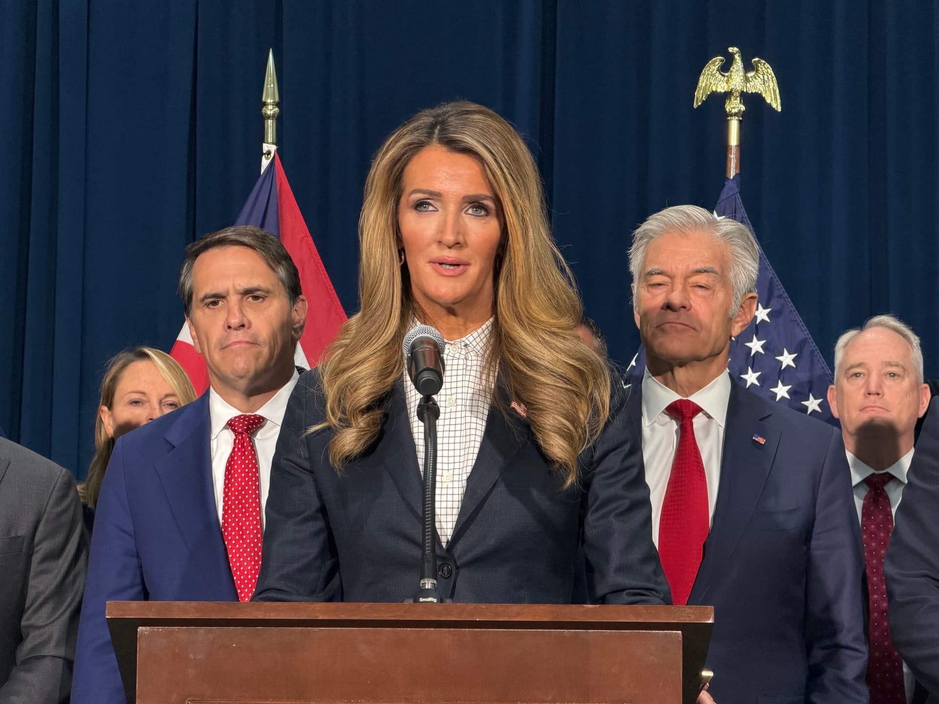 Kelly Loeffler, Small Business Administration administrator, speaks at a news conference focusing on fraud in Columbus, Ohio, on June 4, 2026. (Janice Hisle/The Epoch Times)