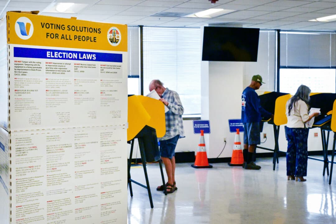 People vote at a polling location at the Los Angeles County Registrar during early voting in the state's primary election in Norwalk, Calif., on June 1, 2026. (Frederic J. Brown/AFP via Getty Images)