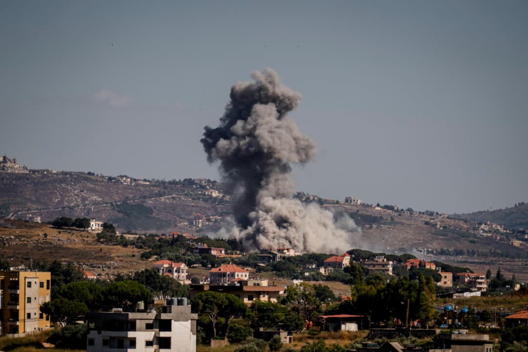 An Israeli Army airstrike is seen in Nabatieh, Lebanon, on June 19, 2026. Israel continued its attacks in Lebanon in the last 24 hours despite this week's provisional peace deal between the United States and Iran. (Adri Salido/Getty Images)