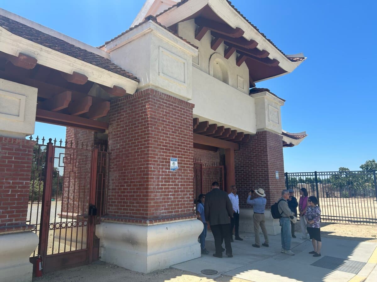 The imperial gate entrance of the Vietnamese Heritage Garden in San Jose, Calif., on June 22, 2026. (Dylan Morgan/The Epoch Times)