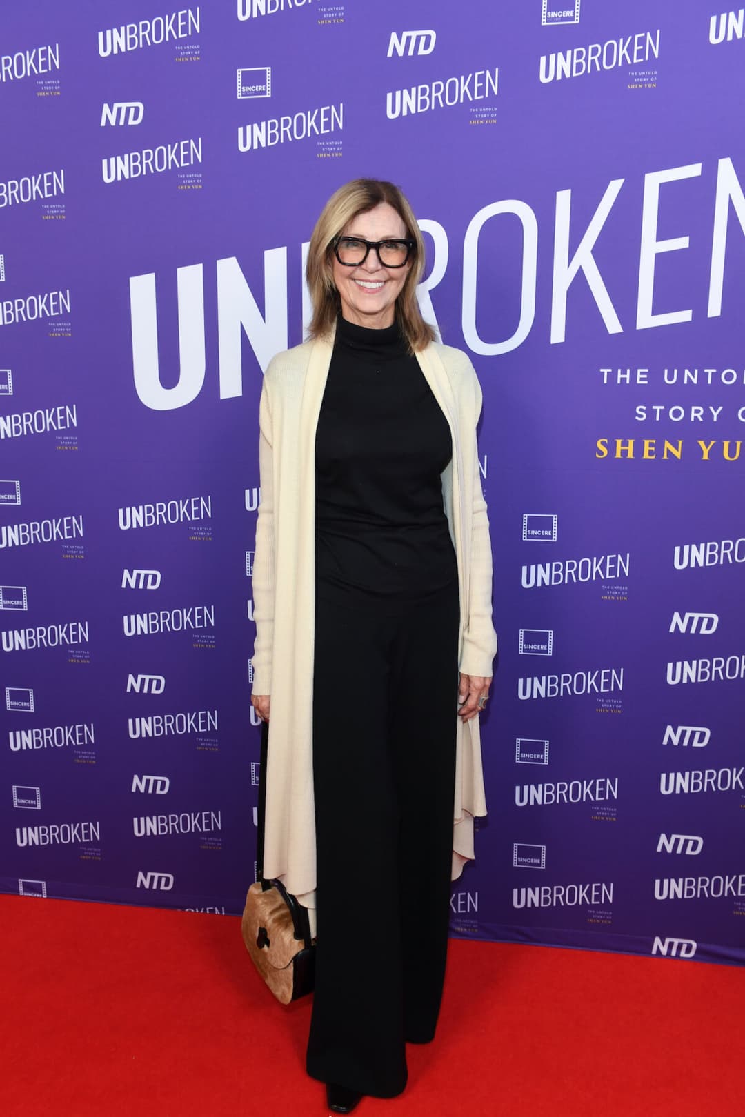 Designer Pamela London Franck at the Los Angeles premiere of "UNBROKEN: The Untold Story of Shen Yun" at AMC The Grove 14 in Los Angeles on June 17, 2026. (Courtesy of Amy Graves for UNBROKEN)