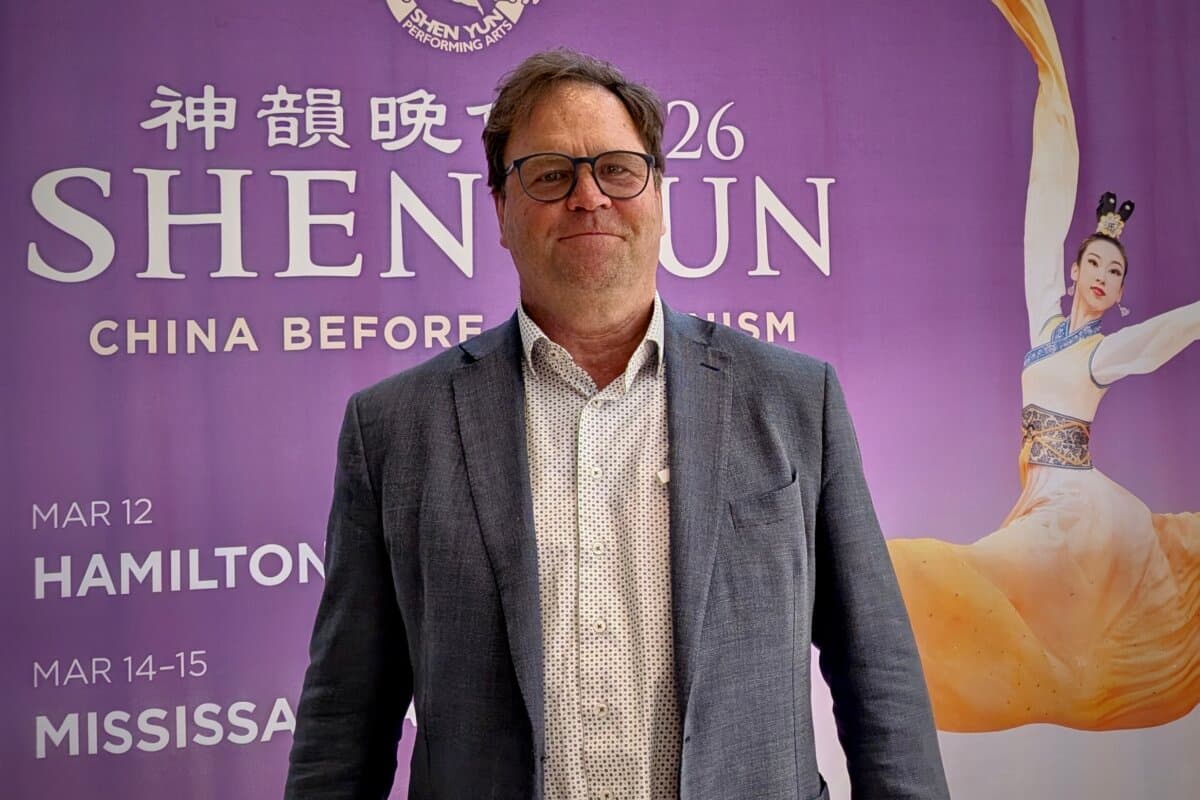 Dean Baxendale, a publisher, enjoyed Shen Yun at the Four Seasons Centre for the Performing Arts in Toronto on June 28, 2026. (Charlie Lu/The Epoch Times)