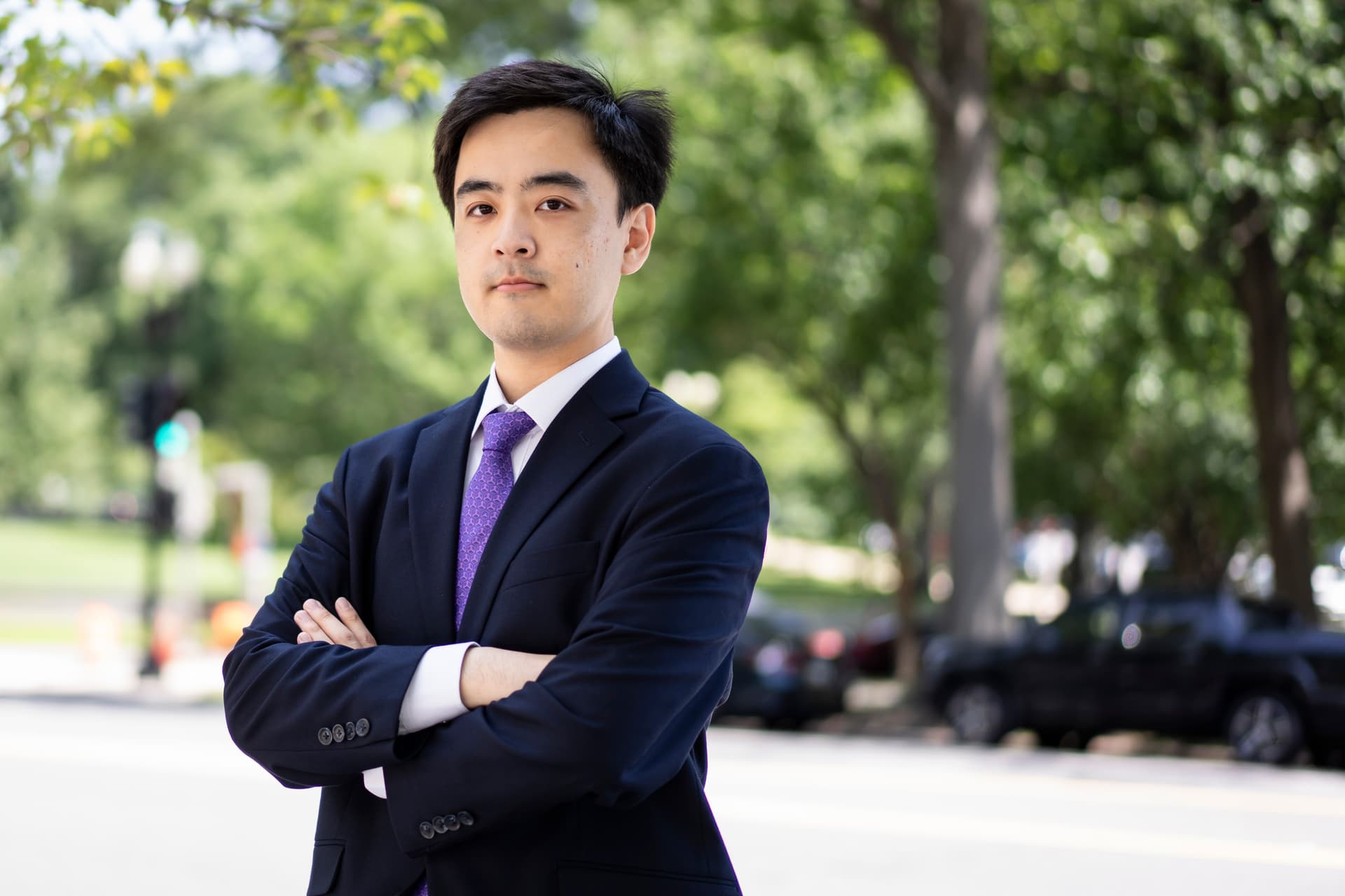 Mark Yang, researcher and advocacy officer at the Falun Dafa Information Center, in Washington on June 30, 2026. (Madalina Kilroy/The Epoch Times)