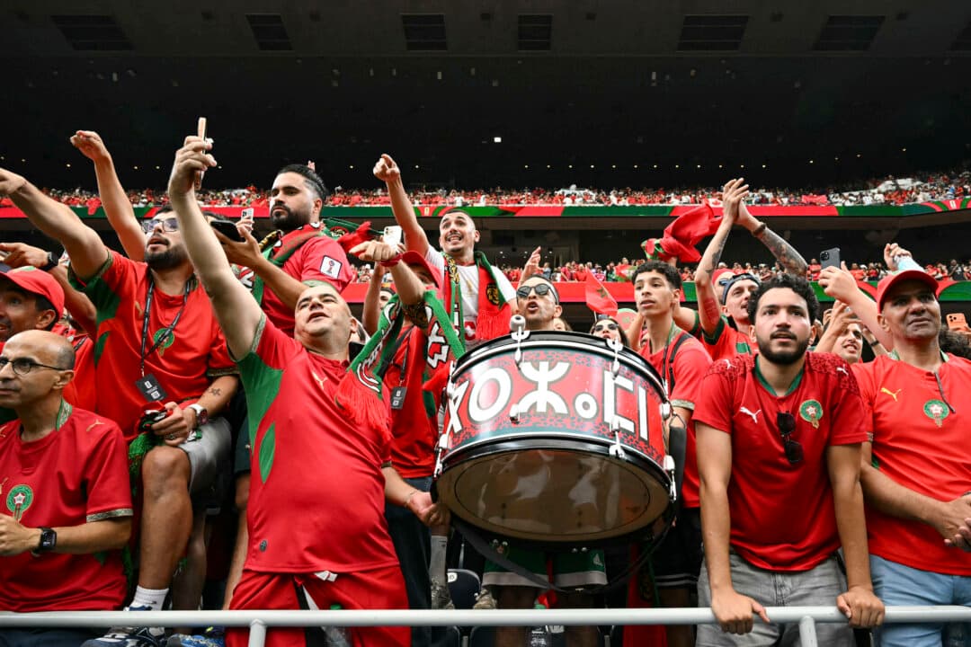 Morocco's fans celebrate at the end of the 2026 World Cup round of 16 football match between Canada and Morocco at the Houston Stadium in Houston, on July 4, 2026. (Ronaldo Schemidt/AFP via Getty Images)
