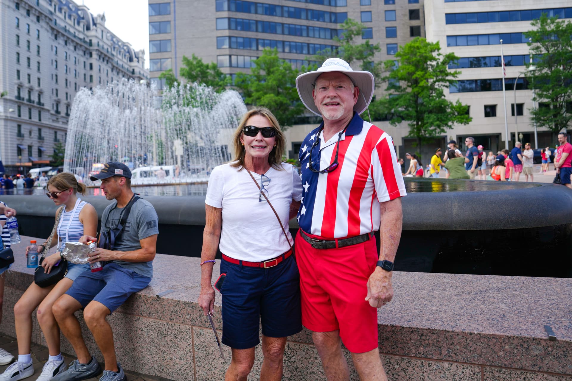 Mark and Debbie Davis ahead of the Salute to America Celebration event during Independence Day celebrations in Washington on July 4, 2026. (Madalina Kilroy/The Epoch Times)
