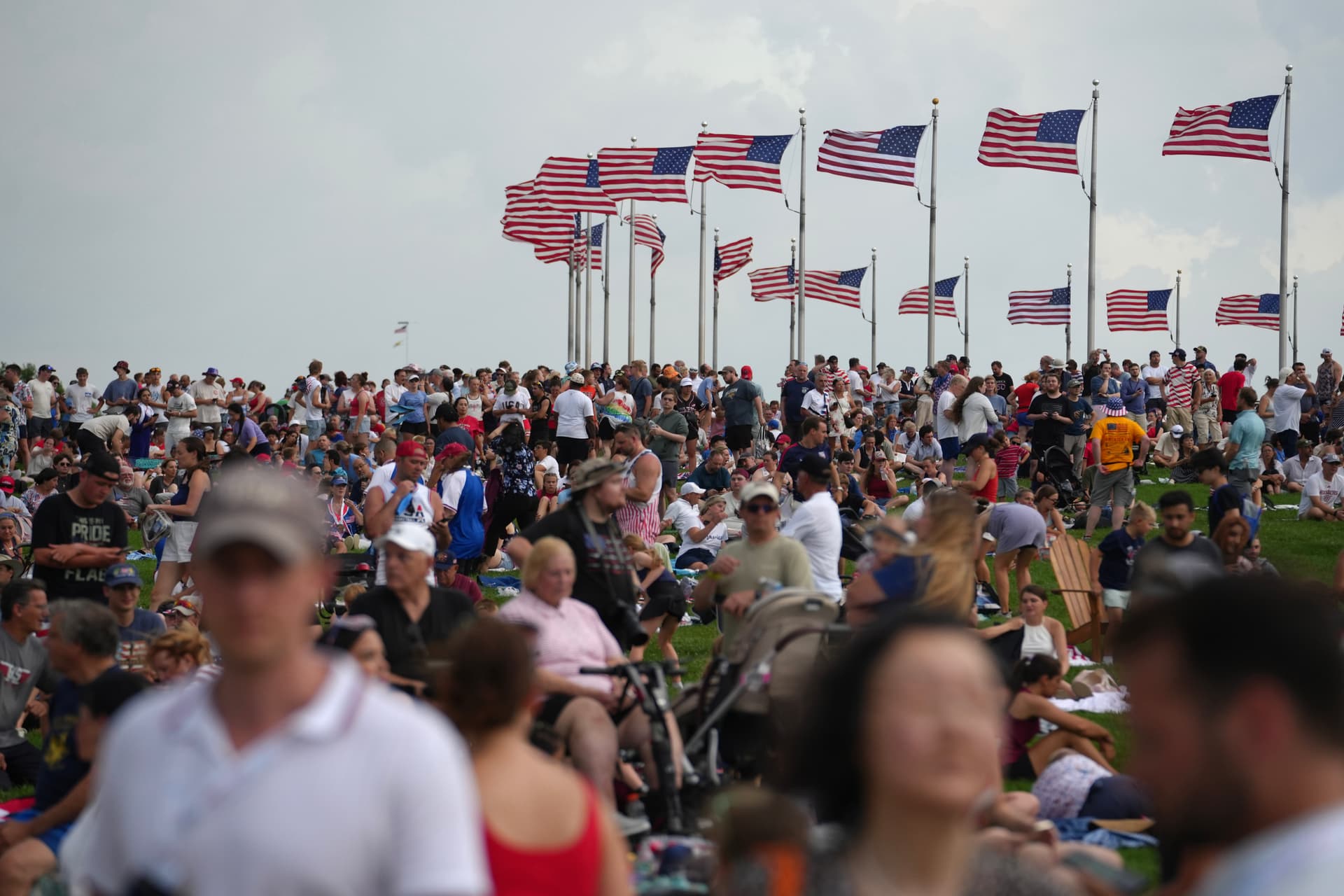 Americans from across the country gather on the National Mall in Washington for Independence Day celebrations on July 4, 2026. (Madalina Kilroy/The Epoch Times)