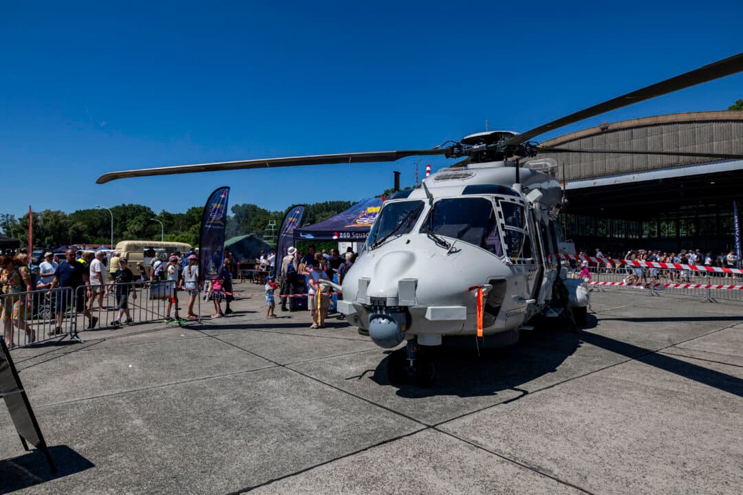 An NH-90 Helicopter pictured during an open day at the Koksijde Air Base in Belgium on July 8, 2026. (Kurt Desplenter/Belga/AFP via Getty Images)