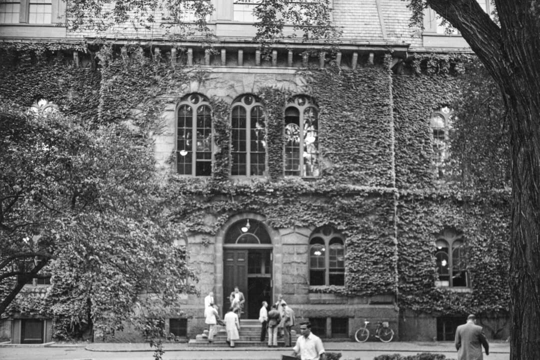 The Boylston Hall office bulding and lecture hall at Harvard University in Cambridge, Mass., circa 1955. Among the advantages that made America an economic powerhouse are world-class universities and research institutions that attract top talent. (Lawrence D. Thornton/Archive Photos/Getty Images)