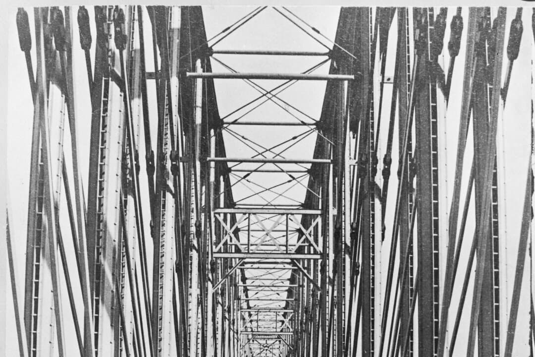 The Newport and Cincinnati Bridge, under construction in Cincinnati, circa 1870 in this steroscopic image, was the first railroad bridge to cross the Ohio River between Ohio and Kentucky. In the 19th century, America’s railroads transformed the nation’s economy by connecting distant markets and unlocking the continent’s vast natural resources. (Graphic House/Archive Photos/Getty Images)