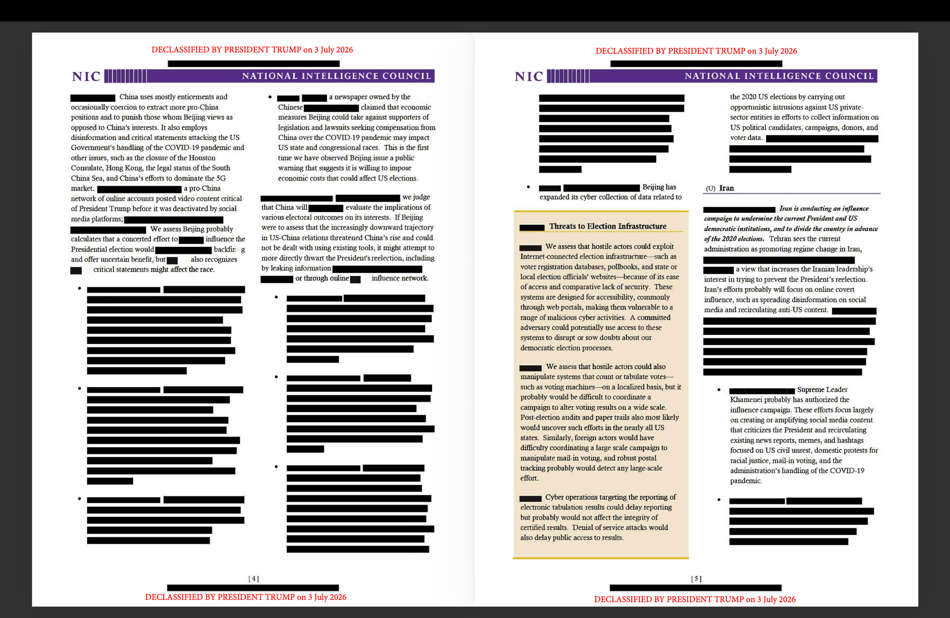 Newly declassified documents released by President Donald Trump on July 16, 2026.
