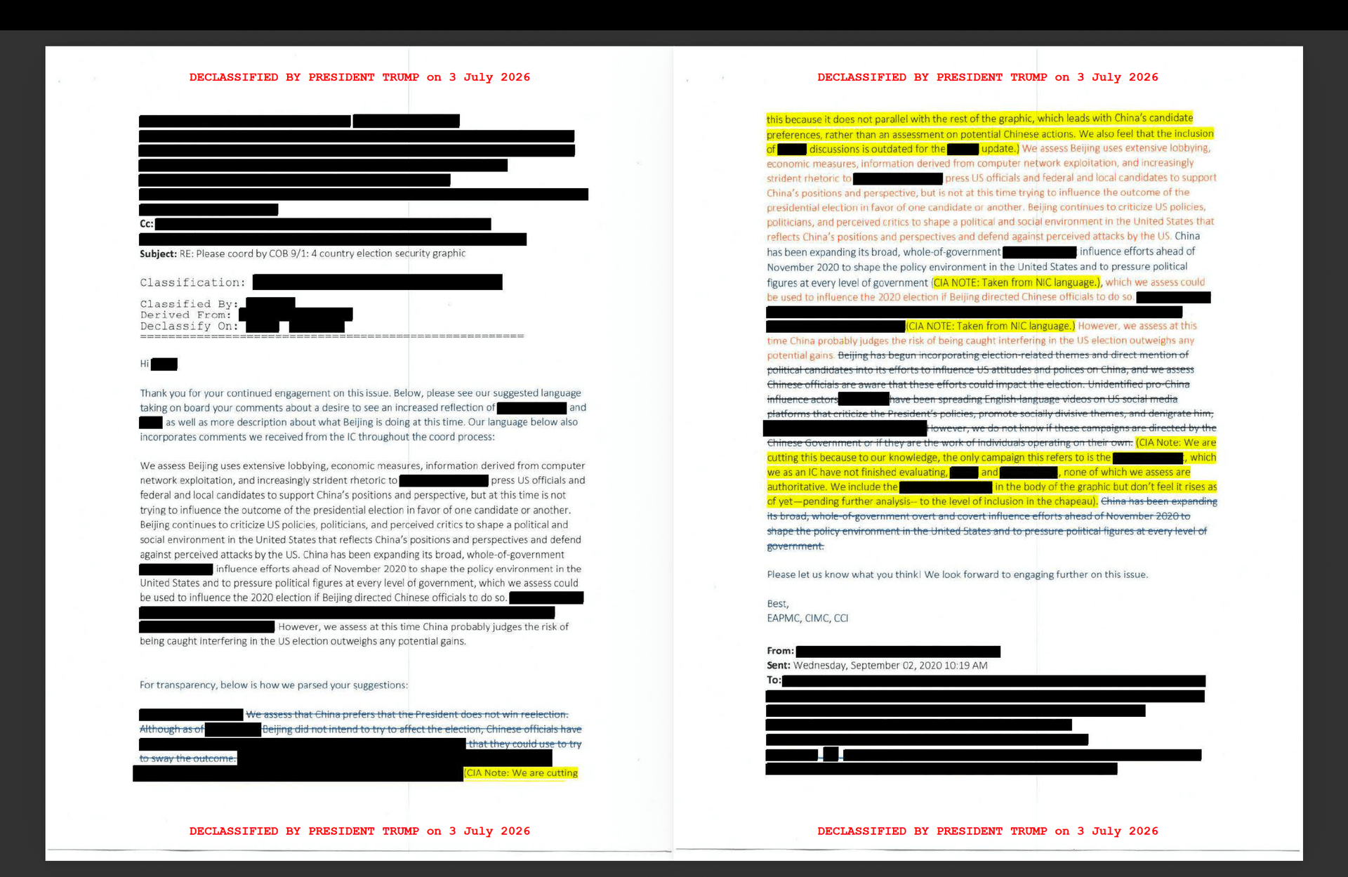 Newly declassified documents released by President Donald Trump on July 16, 2026.