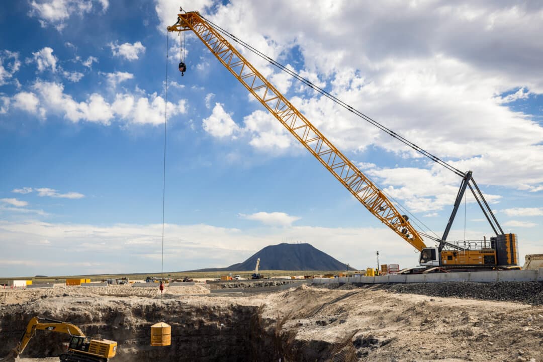 The Oklo Aurora Powerhouse construction site at the Idaho National Laboratory west of Idaho Falls, Idaho, on June 24, 2026. The company's small, modular fast-fission nuclear reactor is capable of running for roughly a decade without requiring refueling. (Natalie Behring/Getty Images)