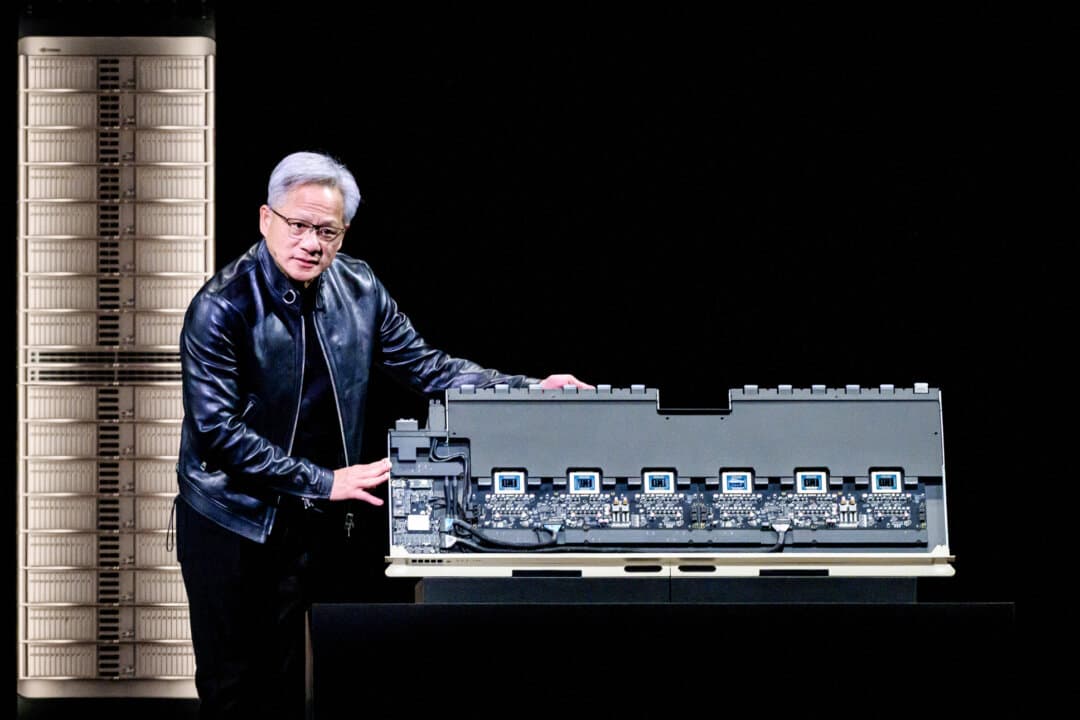Nvidia CEO Jensen Huang introduces Vera Rubin, a next-generation AI data center platform, and Rubin Ultra, a next-generation AI GPU architecture, during the company's annual GPU developers conference in San Jose, Calif., on March 16, 2026. As America continues its AI buildout, China has restricted exports of critical minerals, raising prices and stretching timelines. (Josh Edelson/AFP/via Getty Images)