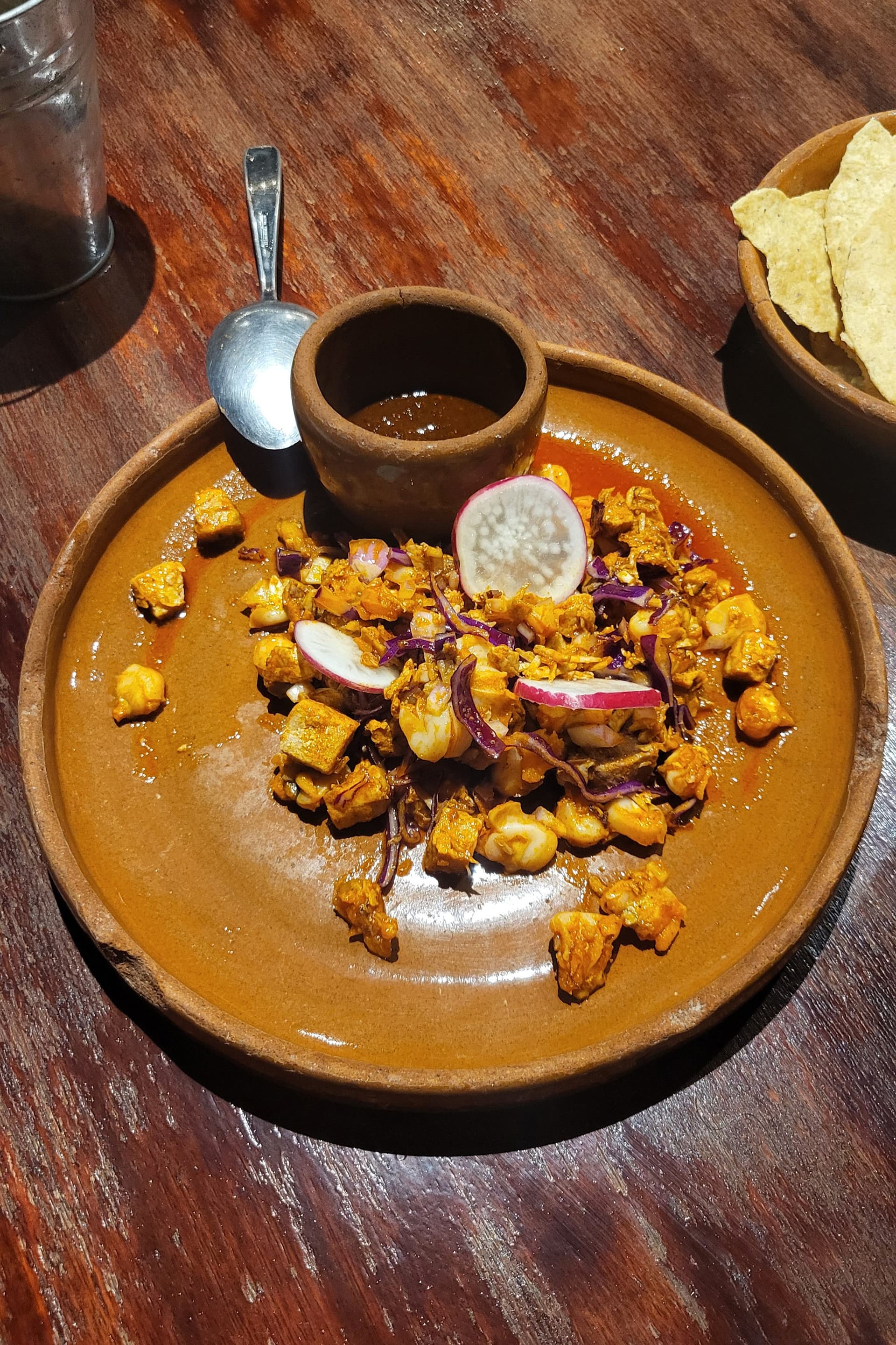 The dish pozole seco on Friday, March 21, 2025, in Colima, Mexico. (Daniel Hernandez/Los Angeles Times/TNS)