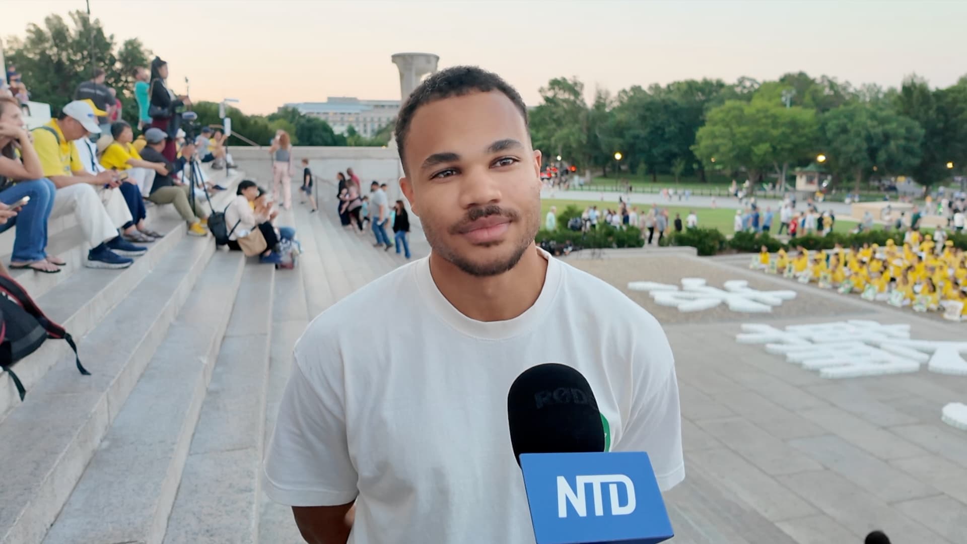 Nicco Adams before a candlelight vigil at the Lincoln Memorial in Washington on July 23, 2026. (NTD)