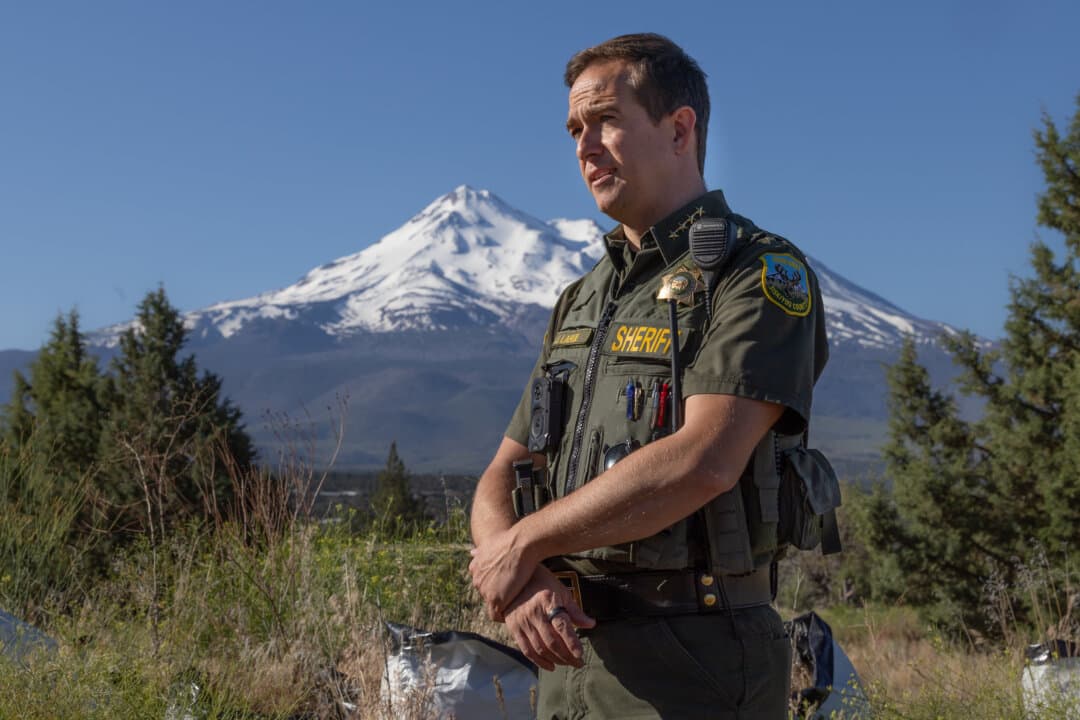 Siskiyou County Sheriff Jeremiah LaRue participates in marijuana enforcement operations outside Montague, Calif., on June 4, 2026. (John Fredricks/The Epoch Times)