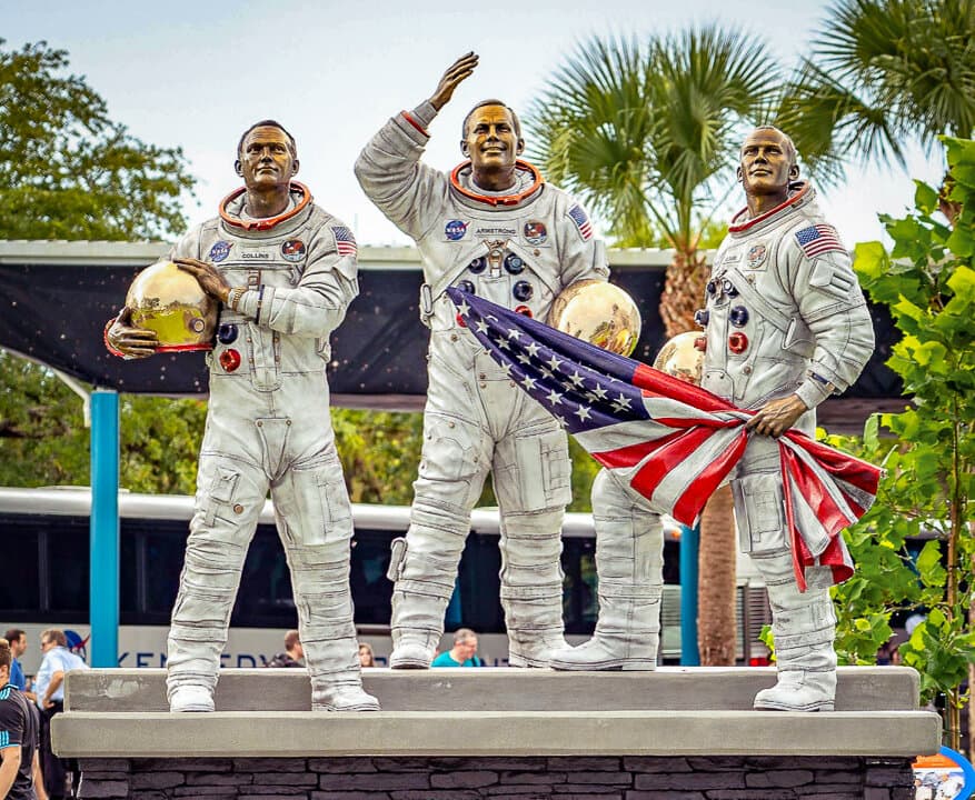 The monument honoring the Apollo 11 crew at the Kennedy Space Center Visitor Complex in Florida, in this file photo. (Courtesy of Steven Barber)