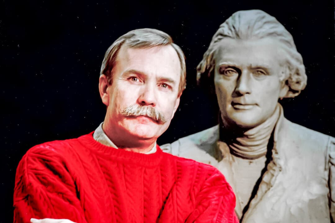 Sculptor George Lundeen standing next to a Thomas Jefferson statue, in this file photo. (Courtesy of George Lundeen)