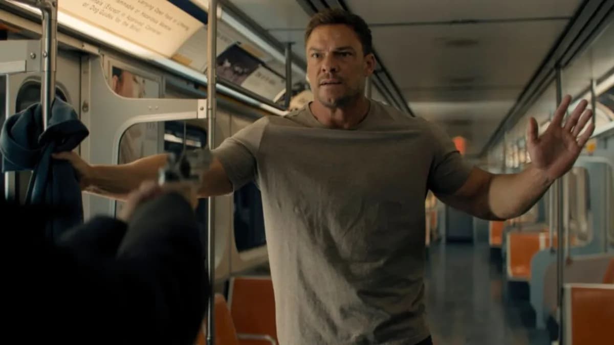 Jack Reacher (Alan Ritchson) begins an investigation on a train, in "Reacher: Season 4." (Prime Video)
