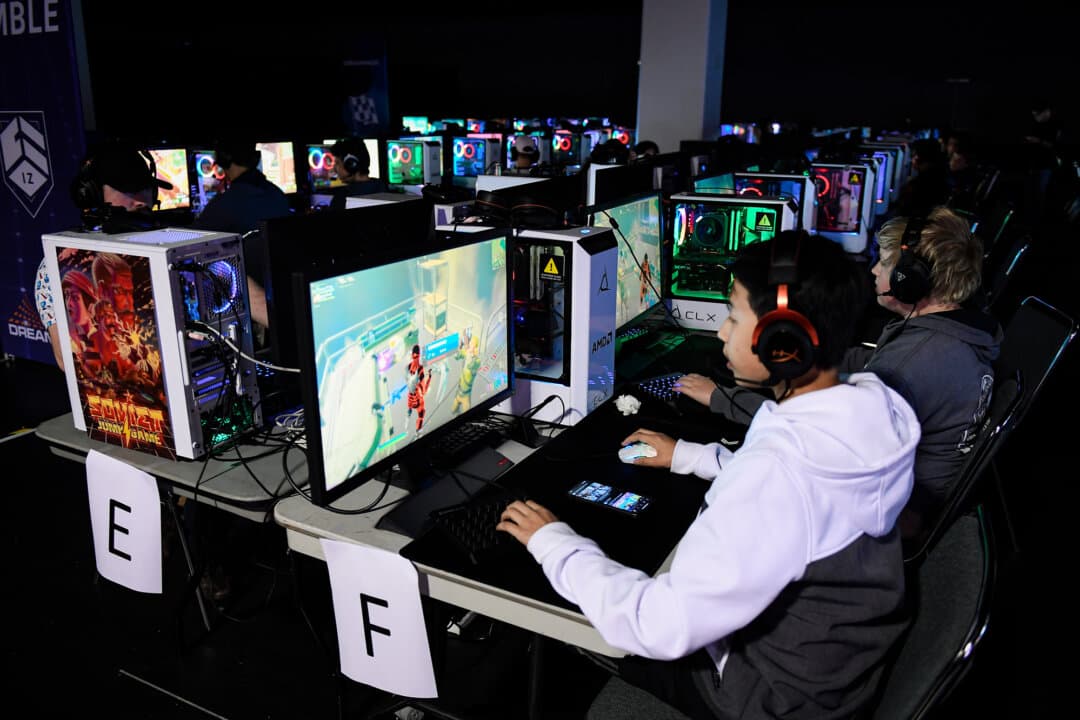 Gamers compete during DreamHack Anaheim 2020 at Anaheim Convention Center in Anaheim, Calif., on Feb. 23, 2020. According to a May 2024 Pew Research poll, 85 percent of teenagers reported they play video games. (Kevork Djansezian/Getty Images)
