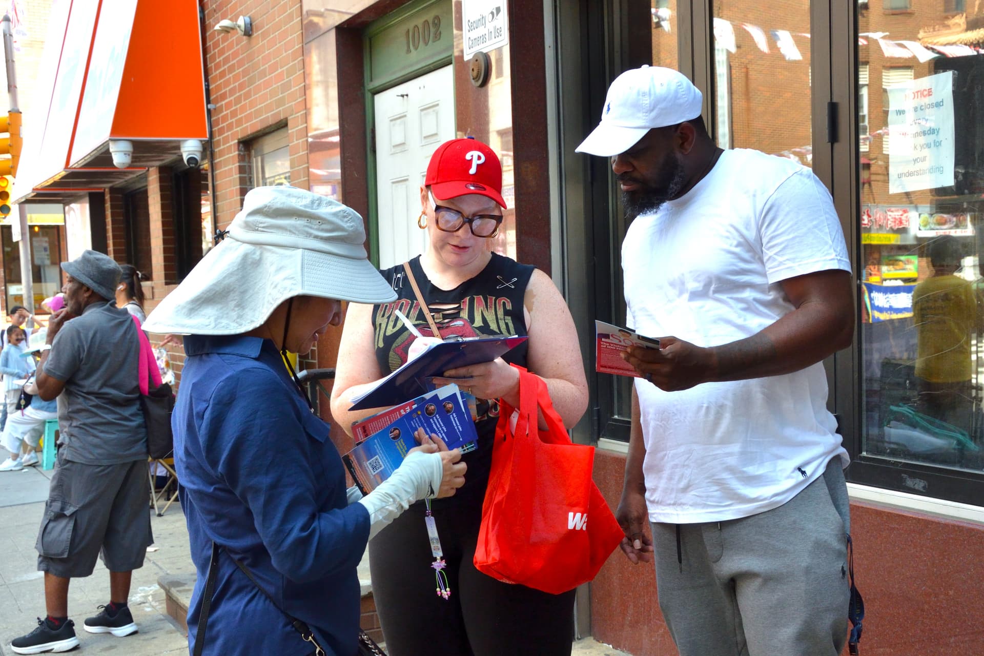 Trish Lockett (C), a Delaware special education advocate, in Philadelphia on Aug. 15, 2026. (Frank Liang/The Epoch Times)