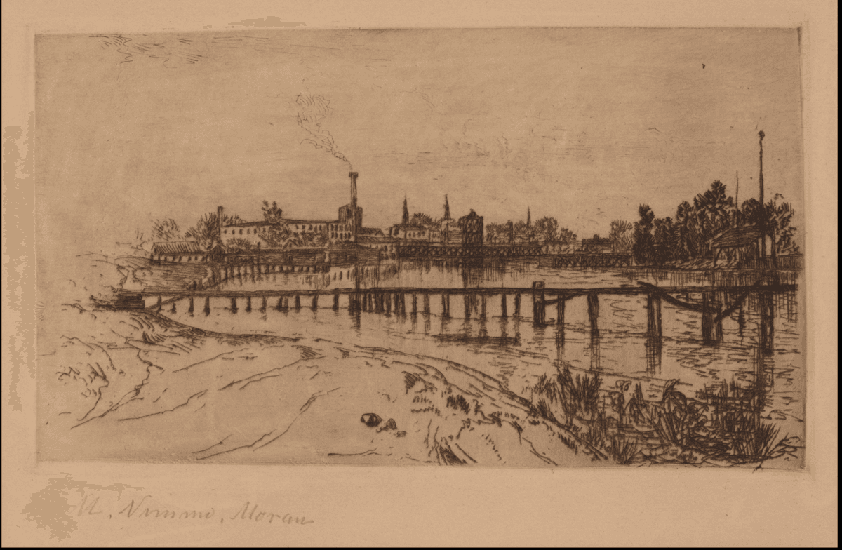 “Across the Water,” circa 1880-90, by Mary Nimmo Moran, Etching. (Public Domain)