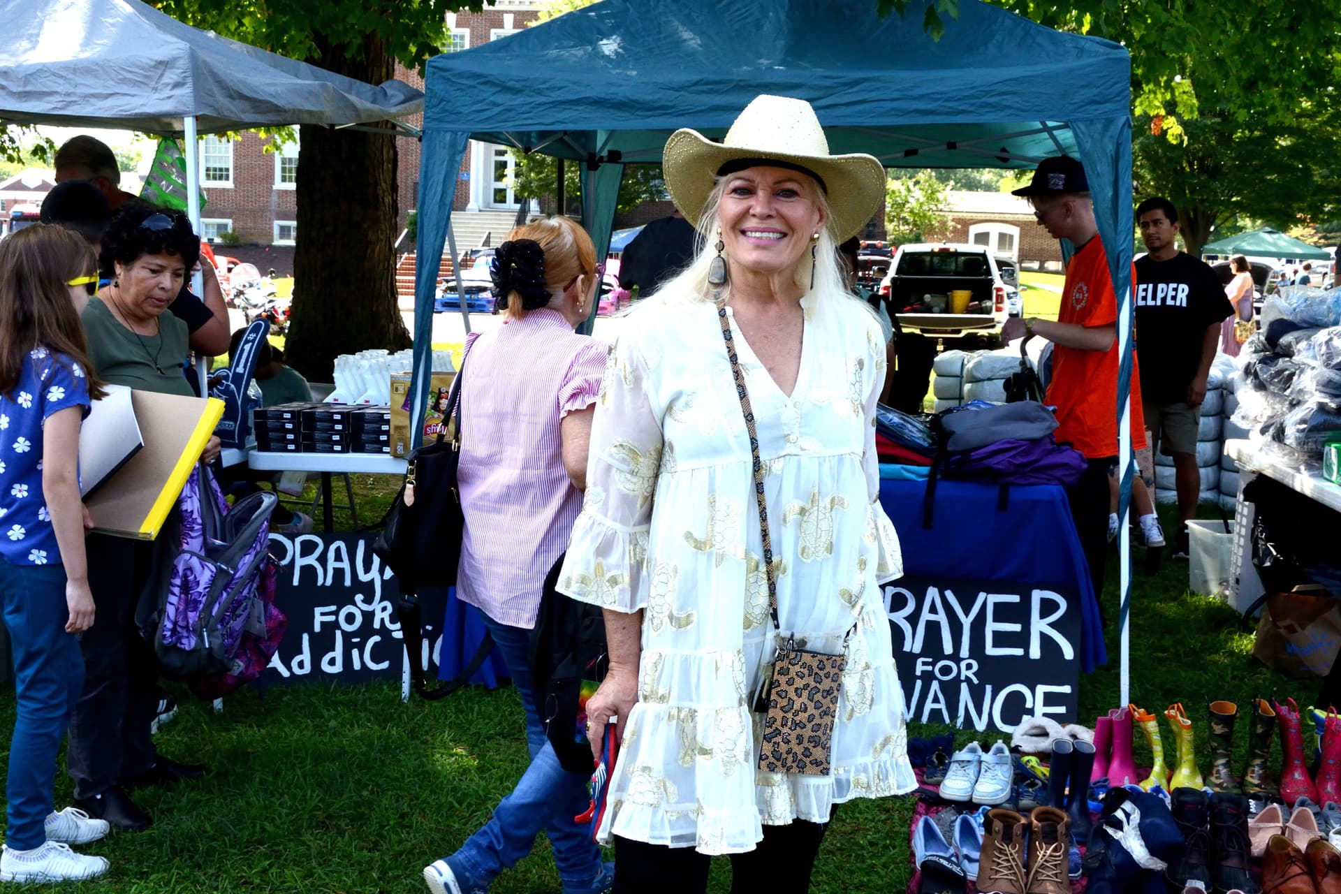 Dr. Maribel Garcia, president of Cold Purple Kent County, at the fourth annual Baila Con Dover Latin Festival on Aug. 29, 2026. (Frank Liang/The Epoch Times)
